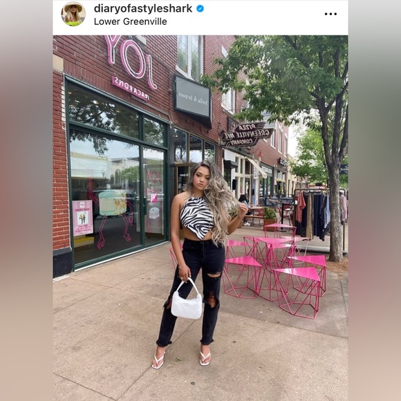 Zebra Print Bandana Halter Top - Picture 2 of 5